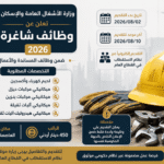 وزارة الأشغال العامة والإسكان تعلن عن وظائف شاغرة